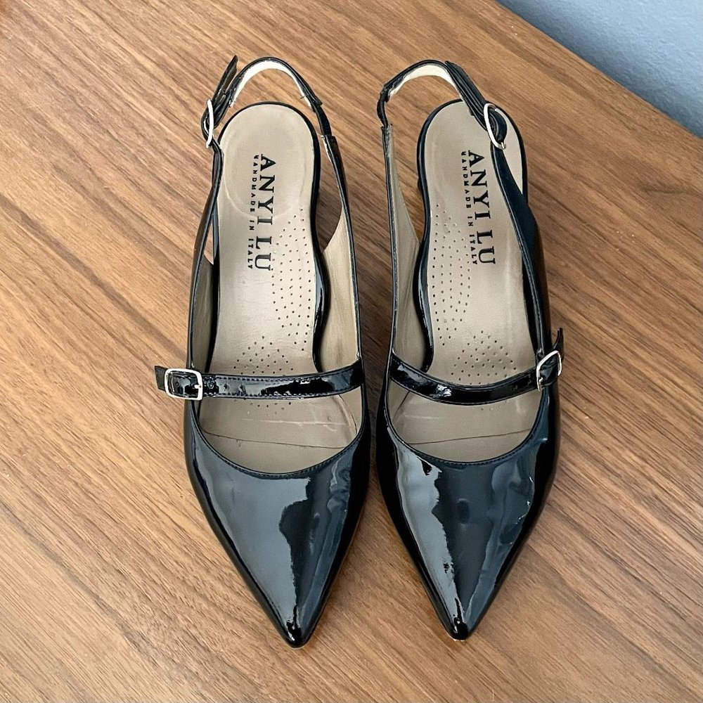 Anyi Lu ‘Gigi’ Patent Mary Jane Slingback Pump Black - Picture 2 of 8